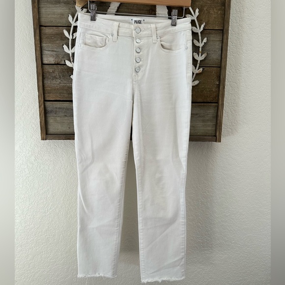 Paige Cindy white‎ button fly stretch denim jeans ladies size 28 - Picture 1 of 9
